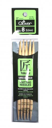 Clover Takumi Bamboo 5 Inch Double Point Knitting Needle Size 8
