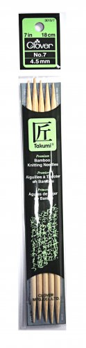 Clover Takumi Bamboo 7 Inch Double Point Knitting Needle Size 7