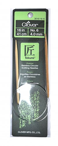 Clover Takumi Bamboo 16 Inch Circular Knitting Needle Size 6