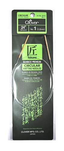 Clover Takumi Bamboo 24 Inch Circular Knitting Needle Size 1