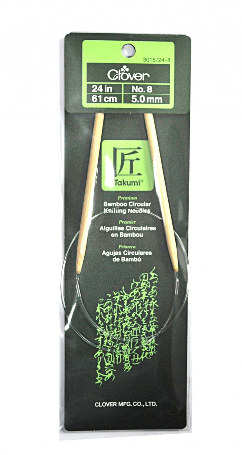 Clover Takumi Bamboo 24 Inch Circular Knitting Needle Size 8