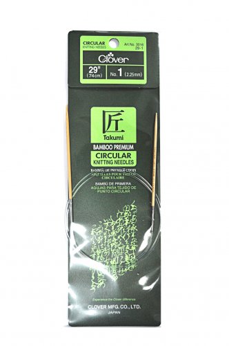 Clover Takumi Bamboo 29 Inch Circular Knitting Needle Size 1