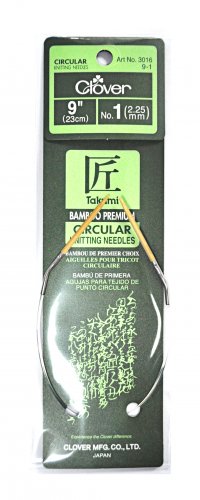 Clover Takumi Bamboo 9 Inch Circular Knitting Needle Size 1