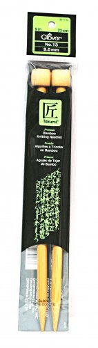 Clover Takumi Bamboo 9 Inch Single Point Knitting Needle Size 13