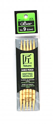Clover Takumi Bamboo 5 Inch Double Point Knitting Needle Size 9