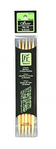 Clover Takumi Bamboo 7 Inch Double Point Knitting Needle Size 10