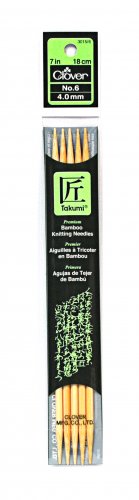 Clover Takumi Bamboo 7 Inch Double Point Knitting Needle Size 6