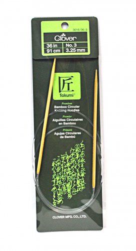 Clover Takumi Bamboo 36 Inch Circular Knitting Needle Size 3