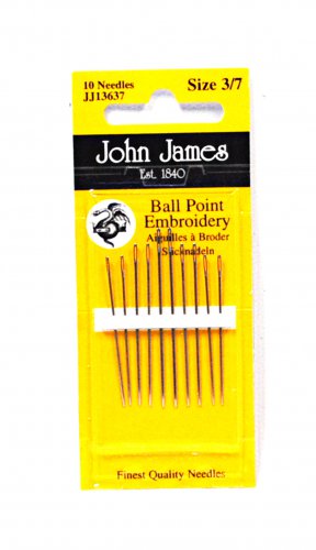 John James Embroidery Ball PoInt Needles Assorted Sizes 3/7