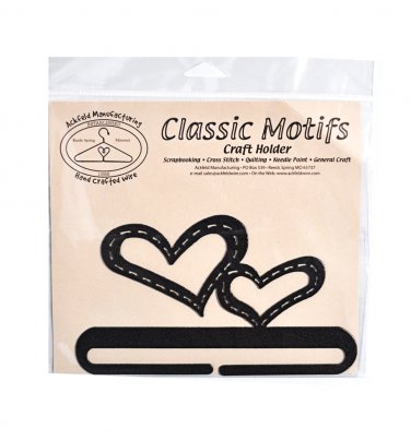 Classic Motifs Stitched Hearts 6 Inch Charcoal Split Bottom Craft Holder