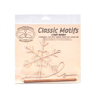 Classic Motifs White Snowflake 6 Inch Fabric Holder With Dowel