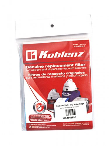 Koblenz Wet / Dry Vacuum Cleaner Filter Bags 45-0389-2