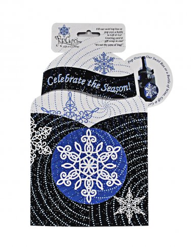Pop Overs Snowflakes Celebrate the Season Greeting Card and Bottle Wrap