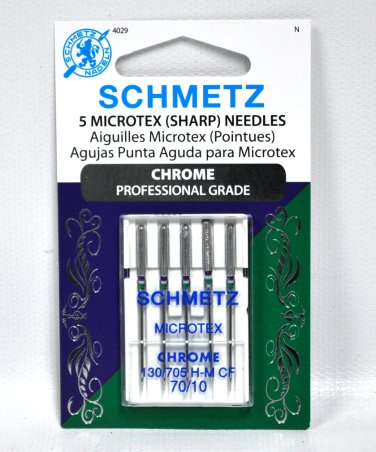 Schmetz Chrome Microtex Needle 5 ct, Size 70/10