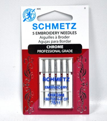 Schmetz Chrome Embroidery Needle 5 ct, Size 75/11
