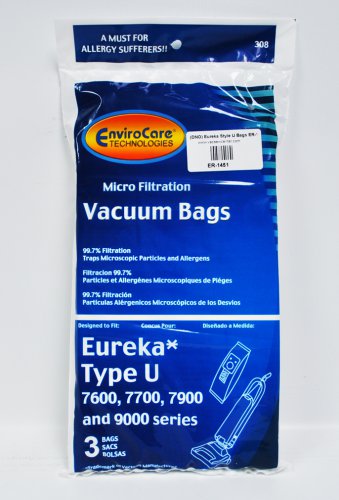 Style U Upright Vacuum Cleaner Bags Designed to Fit Eureka Powerline and Bravo