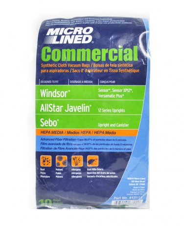 Jansan Windsor Sensor/Sebo Synthetic Paper Vacuum Bags 10 Pack