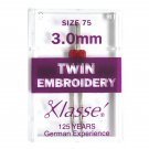 Klasse' Sewing Machine Twin Embroidery Needle Size 75, A5-15830