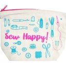 Generic Sew Happy Pink Zippered Canvas Pouch