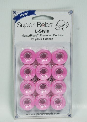 Super Bobs MasterPiece Cotton 70yd Prewound Bobbins 12ct L-Style Peony