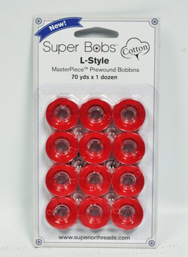 Super Bobs MasterPiece Cotton 70yd Prewound Bobbins 12ct L-Style Smart Alex