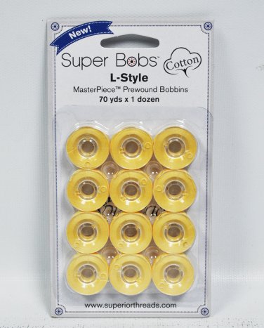 Super Bobs MasterPiece Cotton 70yd Prewound Bobbins 12ct L-Style Lemonade
