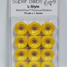 Super Bobs MasterPiece Cotton 70yd Prewound Bobbins 12ct L-Style Simply Yellow