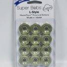 Super Bobs MasterPiece Cotton 70yd Prewound Bobbins 12ct L-Style Monet Green