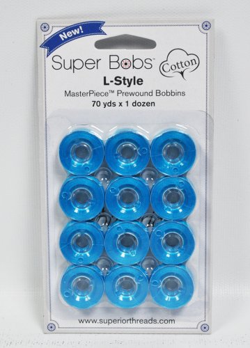 Super Bobs MasterPiece Cotton 70yd Prewound Bobbins 12ct L-Style Aquarius