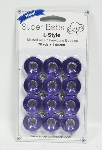 Super Bobs MasterPiece Cotton 70yd Prewound Bobbins 12ct L-Style Princely