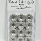 Super Bobs MasterPiece Cotton 70yd Prewound Bobbins 12ct L-Style Granite