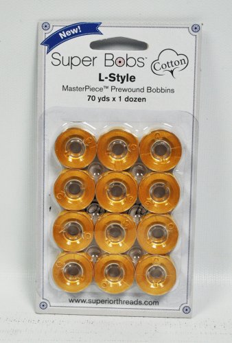 Super Bobs MasterPiece Cotton 70yd Prewound Bobbins 12ct L-Style Wheat Fields