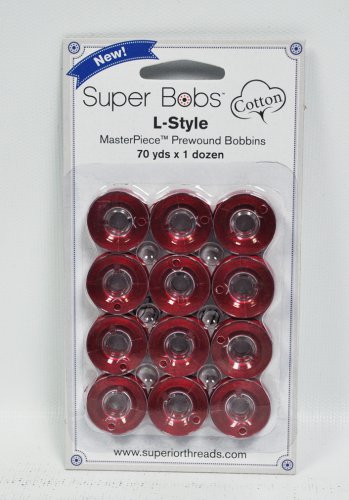 Super Bobs MasterPiece Cotton 70yd Prewound Bobbins 12ct L-Style Bernini