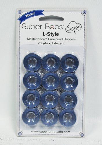 Super Bobs MasterPiece Cotton 70yd Prewound Bobbins 12ct L-Style Waterloo