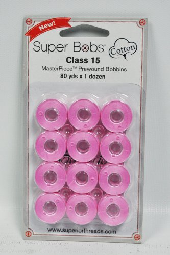 Super Bobs MasterPiece Cotton 80yd Prewound Bobbins 12ct Class 15 Peony