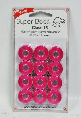 Super Bobs MasterPiece Cotton 80yd Prewound Bobbins 12ct Class 15 Picaso Pink