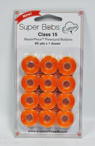 Super Bobs MasterPiece Cotton 80yd Prewound Bobbins 12ct Class 15 Cezzane
