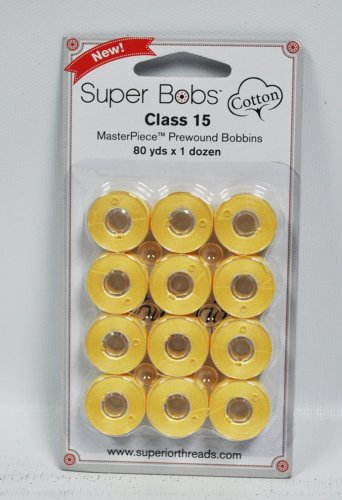 Super Bobs MasterPiece Cotton 80yd Prewound Bobbins 12ct Class 15 Lemonade