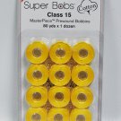 Super Bobs MasterPiece Cotton 80yd Prewound Bobbins 12ct Class 15 Simply Yellow