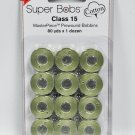 Super Bobs MasterPiece Cotton 80yd Prewound Bobbins 12ct Class 15 Monet Green