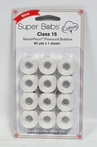 Super Bobs MasterPiece Cotton 80yd Prewound Bobbins 12ct Class 15 Canvas