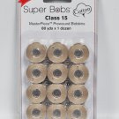 Super Bobs MasterPiece Cotton 80yd Prewound Bobbins 12ct Class 15 Parchment