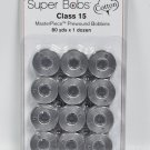 Super Bobs MasterPiece Cotton 80yd Prewound Bobbins 12ct Class 15 Graystone