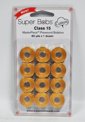 Super Bobs MasterPiece Cotton 80yd Prewound Bobbins 12ct Class 15 Wheat Fields