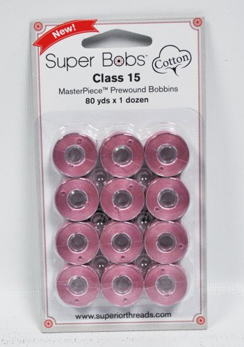 Super Bobs MasterPiece Cotton 80yd Prewound Bobbins 12ct Class 15 Sugar Plum