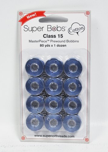 Super Bobs MasterPiece Cotton 80yd Prewound Bobbins 12ct Class 15 Waterloo
