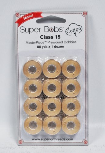 Super Bobs MasterPiece Cotton 80yd Prewound Bobbins 12ct Class 15 Ancient Scroll