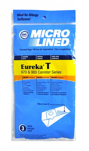 DVC Micro Lined Eureka T 970 and 980 Canister Series Vacuum Bags