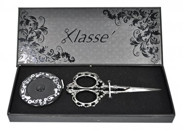 Klasse Black Embroidery Scissor and Tape Measure Gift Set