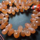 35Pc Top Quality Peach Moonstone Faceted Briuolette Teardrops Size 65MM Approx